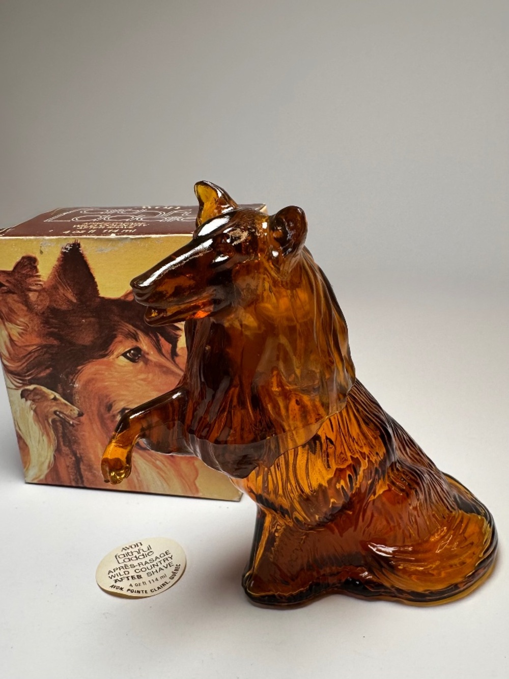 Vintage Avon Faithful Laddie Collie Dog Bottle Wild Country Aftershave w/ Box